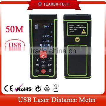 New Version Color display Rechargeable 50m Laser distance meter Rangefinder Tape with Bubble Level measure Area/Volume Tool