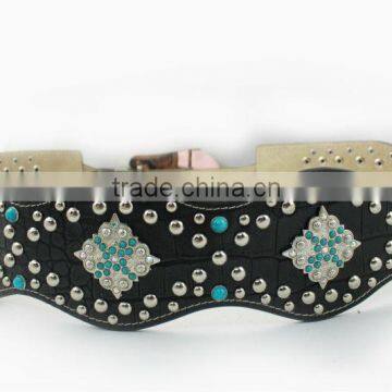 Wide Fashion woman rhinestone belt with nice looking conchos from China