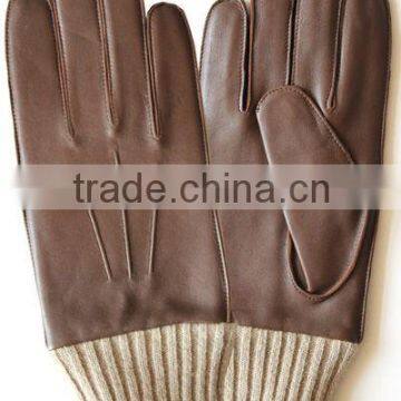 popular fashion long brown leather gloves men