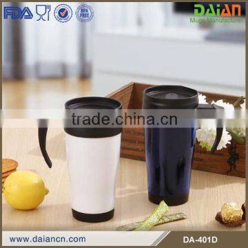 Travel mug plastic mug for promotion with handle and lid