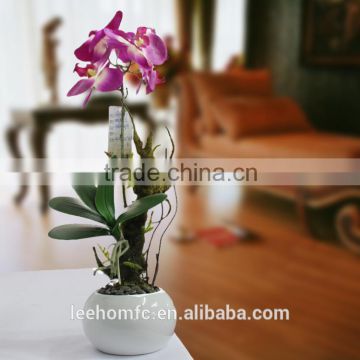 real touch decorative artificial blossom purple orchids flower with moss on limb