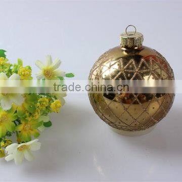 New Arrival Wholesales Christmas Golden Glass Ball Decoration With Aluminum Cap