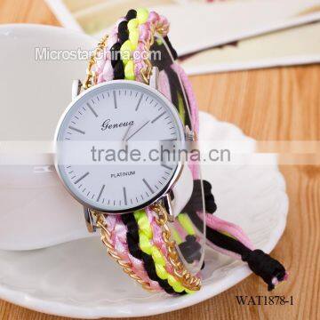 Elastic knitting watch chain nailed clock wrist watch