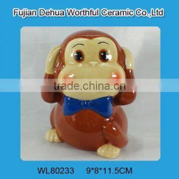 2016 new design ceramic money bank in monkey shape