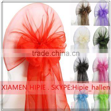 Organza Hood Cover Chair Sashes Tie Bow Wedding Party Cover Banquet Decoration