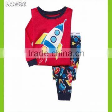 2015 children night dress kids sleepwear boys girls rockets pajams baby printed pyjamas 100% cotton pijamas long sleeve pajamas