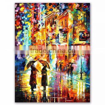 High quality modern style citylife canvas knife oil painting
