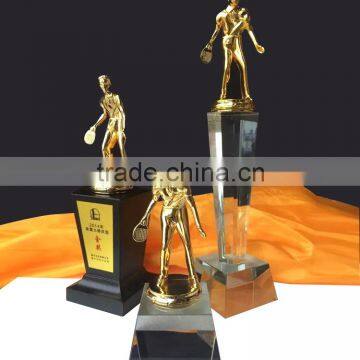 Crystal Metal Athlete Play Table Tennis Award Trophy