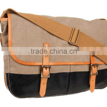 2013 Retro fashion canvas messenger bags with leather trim