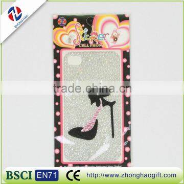 chic high-heeled shoes shape crystal strass cell phone sticker