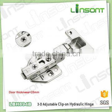 High quality 3-D adjustable hydraulic clip on glass clamp hinge hardware concealed hinge for thick door