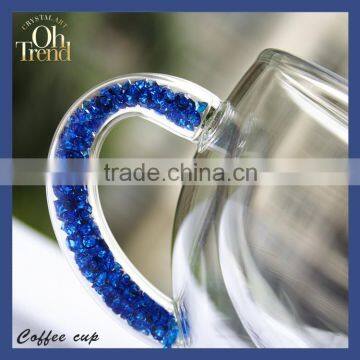 High Quality Multi-function Small Reusable Coffee Cup Sleeve Borosilicate Glass Tea Cupwith Blue Diamond Shank Unique Style photo-3