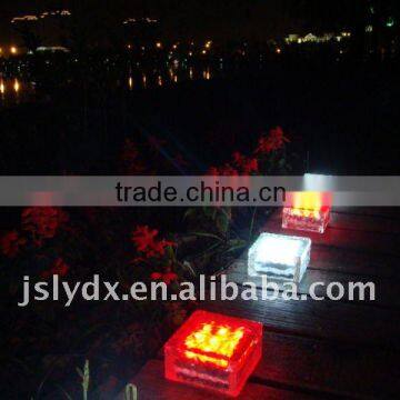 led solar ice glass brick light lamp lighting