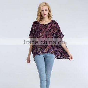 Women's Burnout Poncho With Paisley Floral Looking photo-2