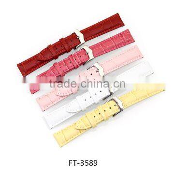 18mm Colorful Regular-Length Crocodile-Embossed Leather Watch Band