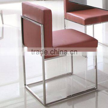 Low back stainless steel square legs dining chair