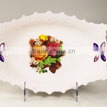 european style fruit plastic plate with diamond