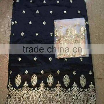 Haniye embroidery george lace fabric /Wholesale Black India George Wrappers With Blouse