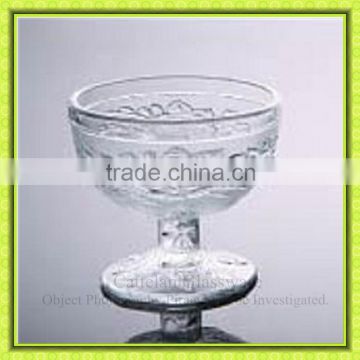 Luxury decorated sundae glass bowl with short stem,ice cream glass cup for frozen drink,glassware