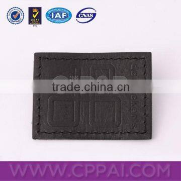 Genuine leather patch labels for jeans with custom embossed label