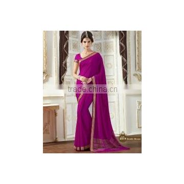 Good Dark Magenta Crepe Silk Saree/indian designers saree online shopping