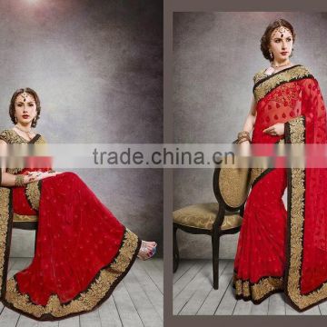 Red Georgette Online Shopping Designer Saree