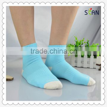 Custom Logo White And Sky Blue Mens Cotton Ankle Socks, Autumn Socks