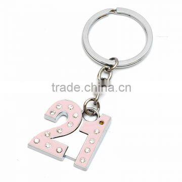 diamond letter numbers metal keyring keychain