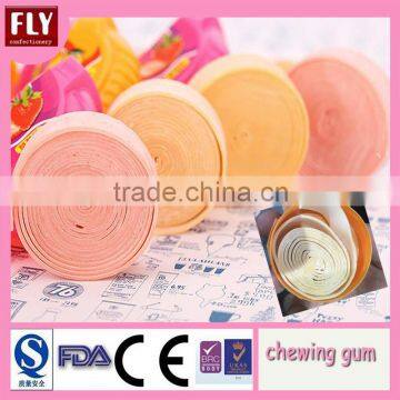 Long strip fruit flavour energy chewing gum