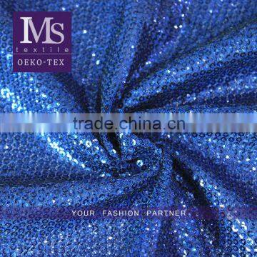 Polyester shiny blue sequin upholstery fabric Tulle Fabric for summer