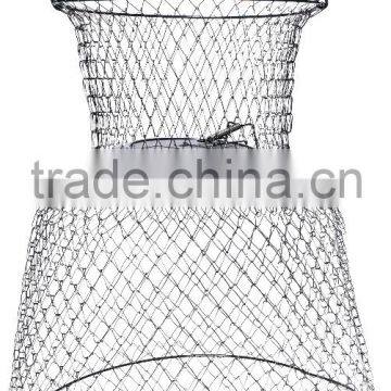 Collapsible wire mesh fish trap, foldable fishing tackle