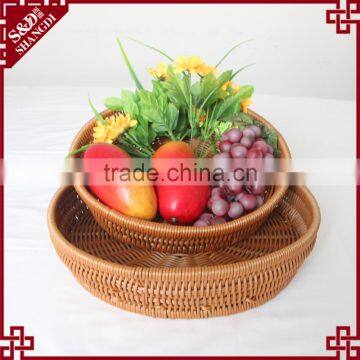 Round shape rattan craft fruit proofing basket for supermarket storage