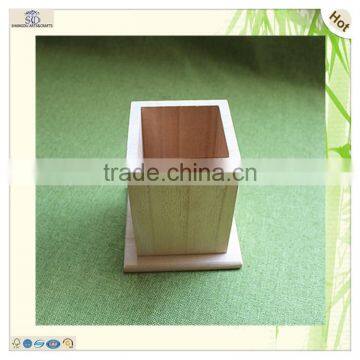 Fashion Office Desk Storaging Decorating Paulownia Wooden Pen Holder photo-2