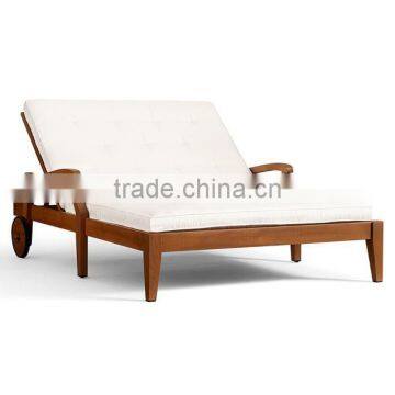 Outdoor Furniture Beach Double Teak Sun Lounger With Wheels photo-4