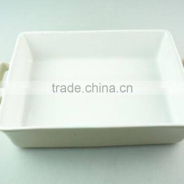 Stocklot Rectangular Shape White Ceramic Bakeware With Handles photo-2