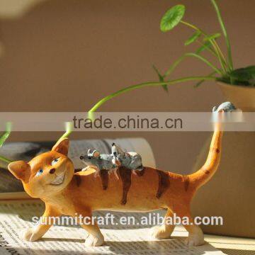 Antique mouse and cat resin life size cat statue