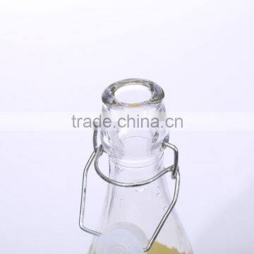 1000ml/500ml/250ml Clear Empty Glass Beverage Bottles With Plastic Clamp Lid Wholesale