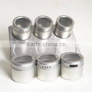 6 Pcs Spice Herb Use Airtight Magnet Spice Tin Jar Set With Tray photo-3