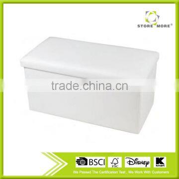 Faux Leather Folding Storage Ottoman Footrest Stool Shoe Bench Tea Table photo-3