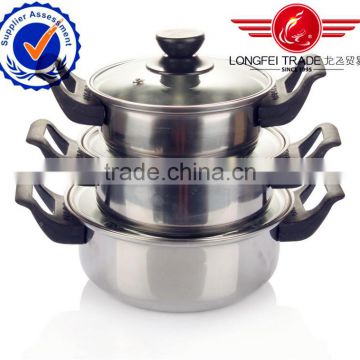 2014 hot selling new design 3 pcs stainless steel indian cooking pot