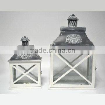 Wooden lantern for garden decoration