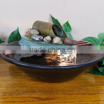 Soothing Balance Slate Tabletop Water Fountain with LED Light