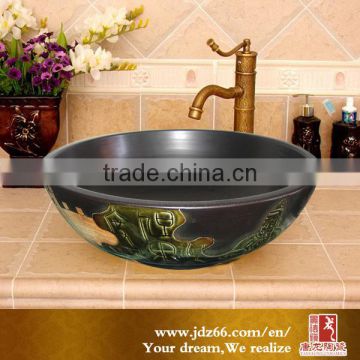 Traditional small size black bronze glaze ceramic wash basin