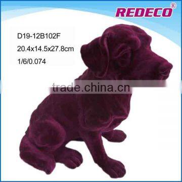 Resin flocked dog figurines wholesale