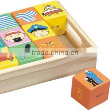 cube block box,nature wood block set