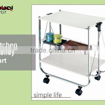 Trolley Service Kitchen Cart 2 Tier Wheels White Storage Serving Steel Metal photo-3