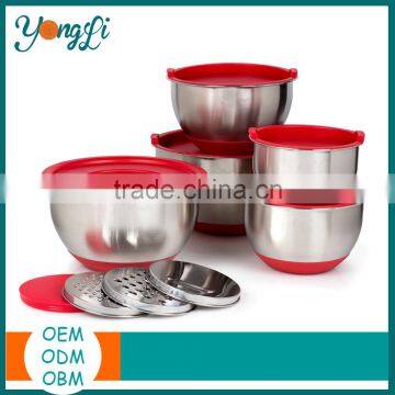 Hot Sales Eco-Friendly Non-Slip Mixing Silicon Stainless Steel Salad Bowl