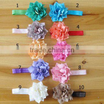 Korean girl flower headbands with satin ribbons