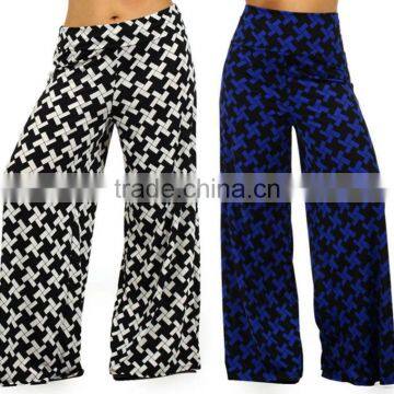 New Plus Size Printed Wide Leg Fold Over High Waist Palazzo Flare Lounge Pants