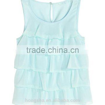 2016 Children Little Girls Flowy Tiered Sleeveless Top HST8035 photo-5